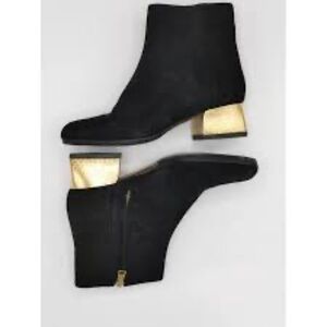 IN BOX Arizona Jeans Paisley Booties ankle boot Black Suede Gold block 9.5